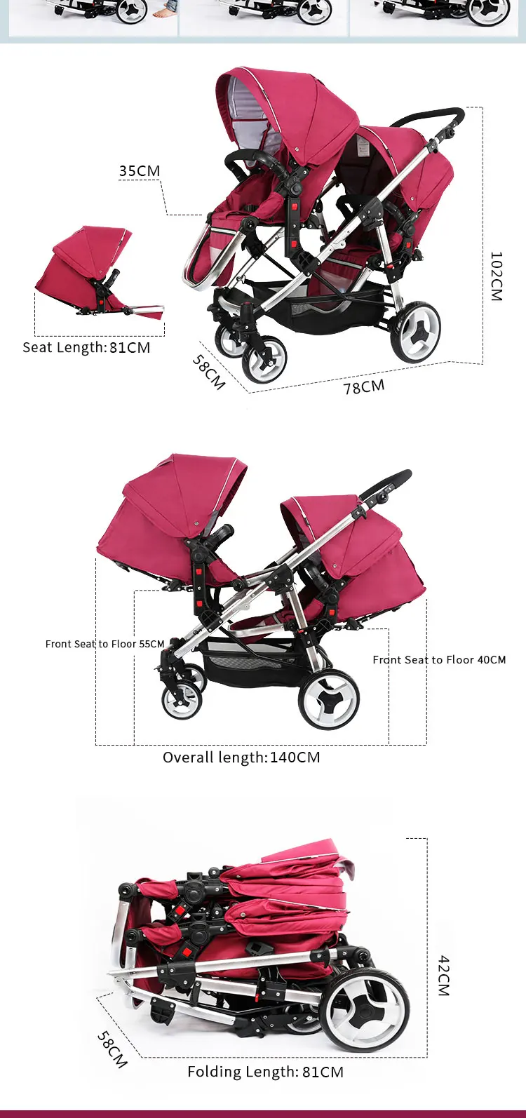 Twins Baby Can Sit Cart двухсторонний портативный ударопрочный складная детская коляска высокий лежащий пейзаж одна девочка один мальчик