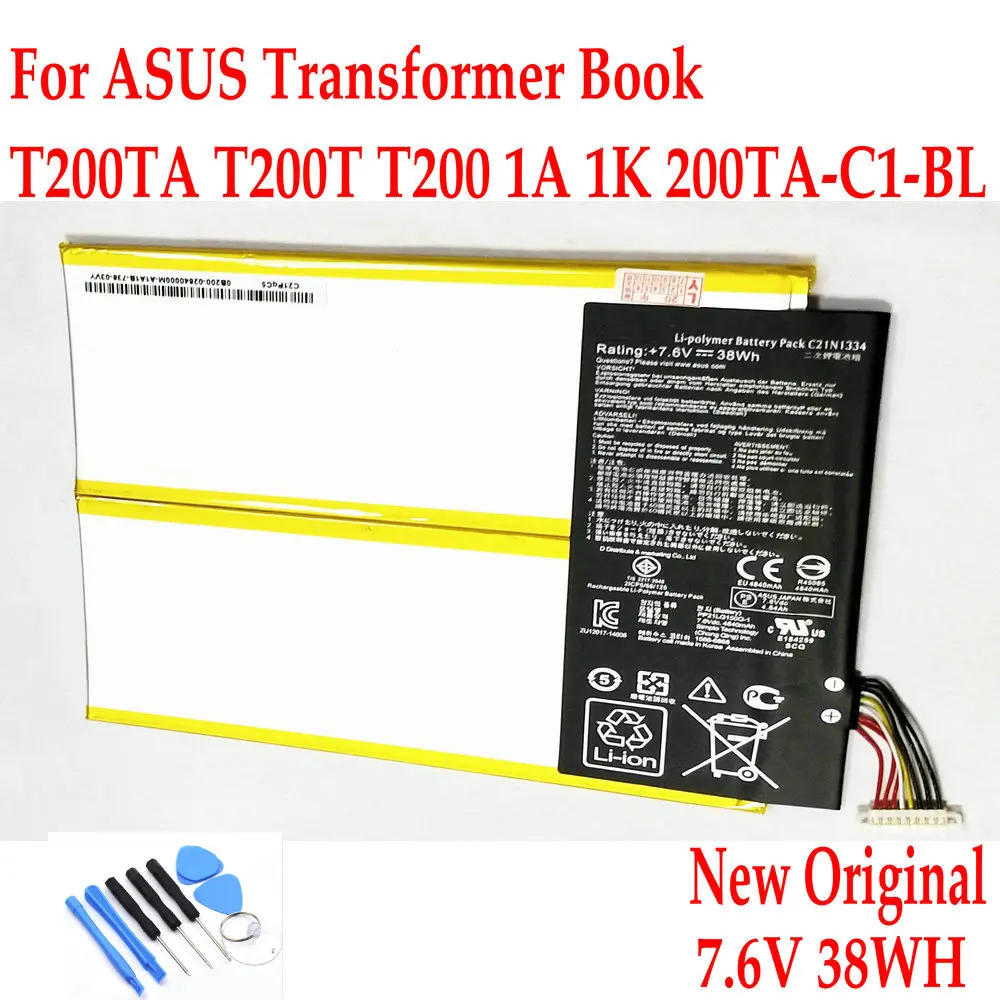 

New Original 7.6V 38WH C21N1334 Laptop Battery For ASUS Transformer Book T200TA T200T T200 1A 1K 200TA-C1-BL Tablet PC
