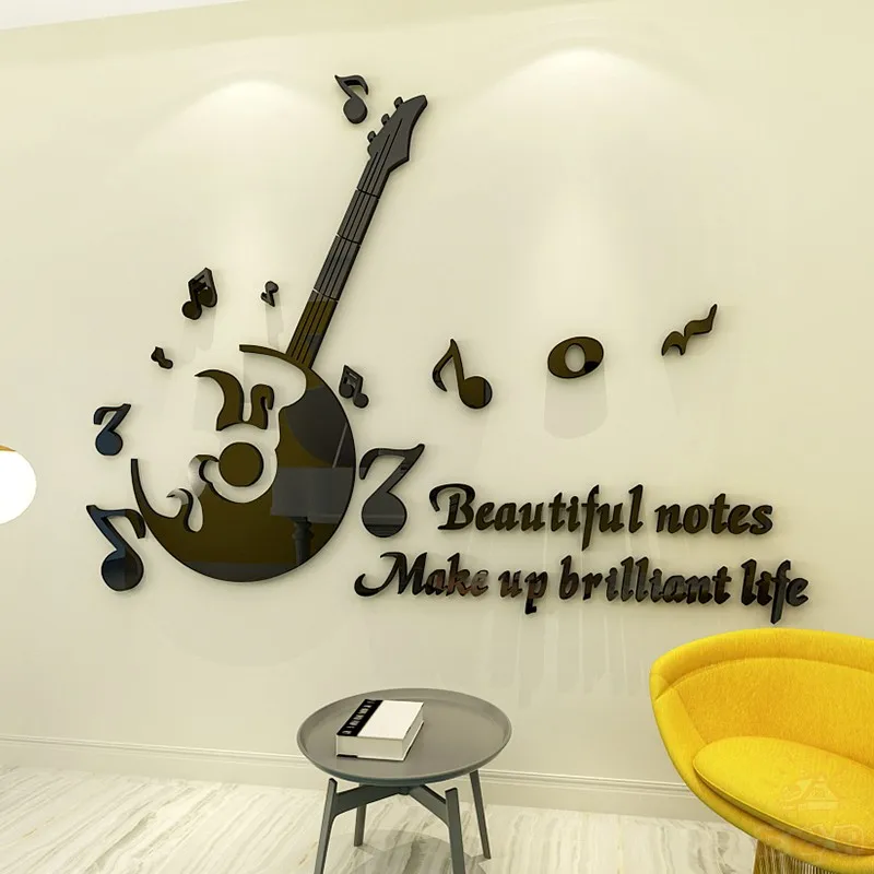 

Music Acrylic Decorative Wall Stickers Guitar Musical Notes Music Classroom Stickers Living Room Bedroom Background Wall Sticker