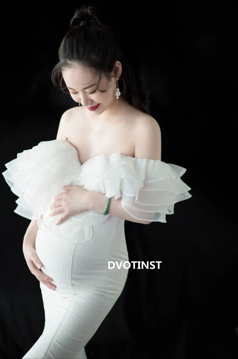 Dvotinst для женщин реквизит для фотосъемки платья для беременных Тонкий рыбий хвост с плеча беременность платье для студийной фотосессии реквизит