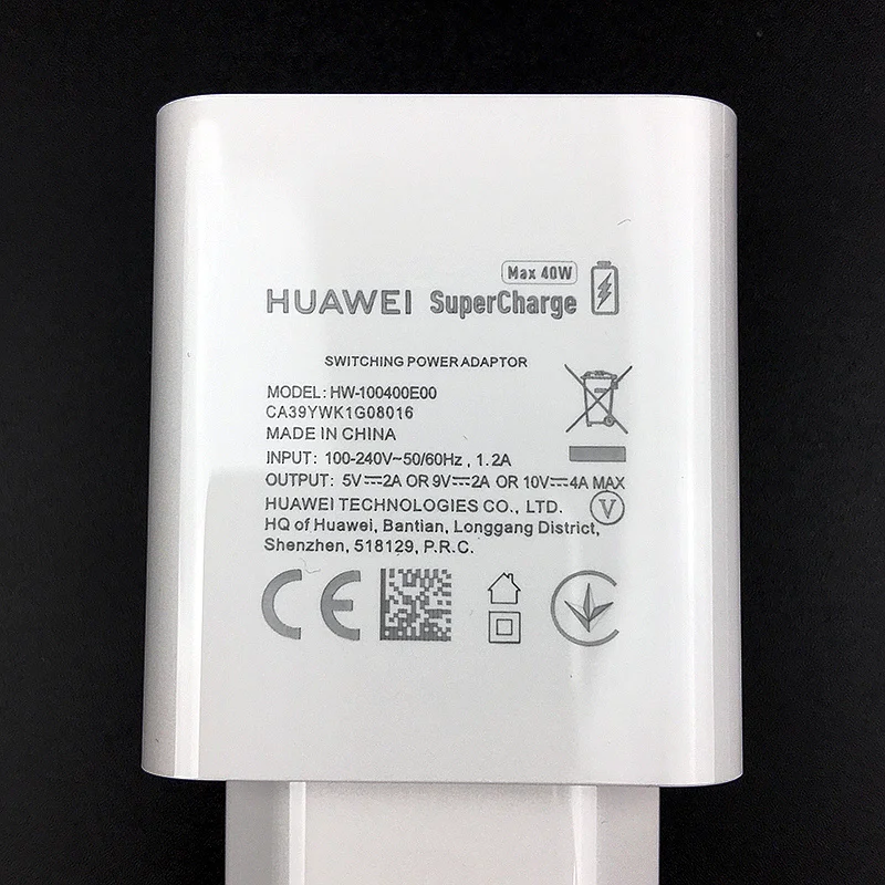 Оригинальное быстрое зарядное устройство huawei, Адаптивная мощность 40 Вт, супер зарядное устройство 5А, USB type c, кабель для p30 pro p20 pro mate 30 pro Nova 5 5t 5 pro