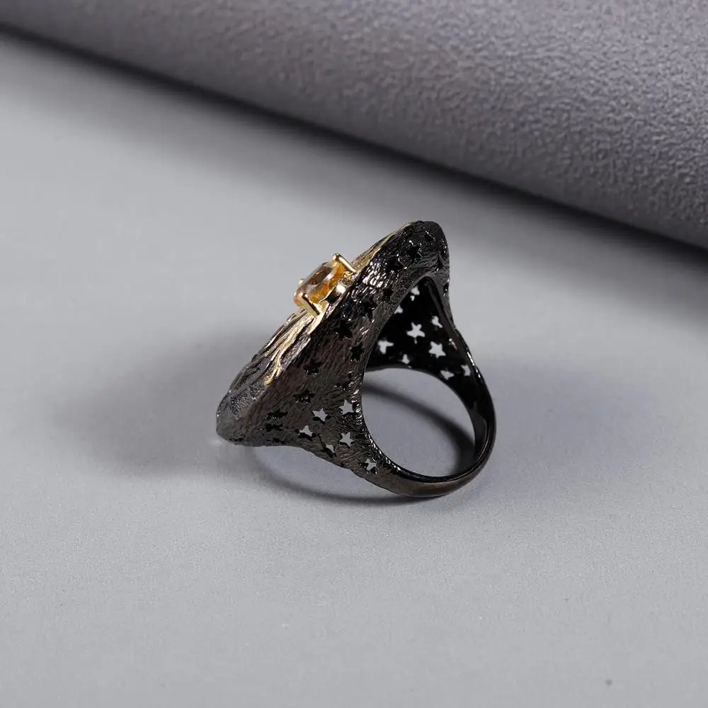 GEM'S балет, защита от солнца, история, натуральный цитрин, Винтажное кольцо, 925 пробы, серебро, ручной работы, драгоценный камень, кольца для женщин, хорошее ювелирное изделие
