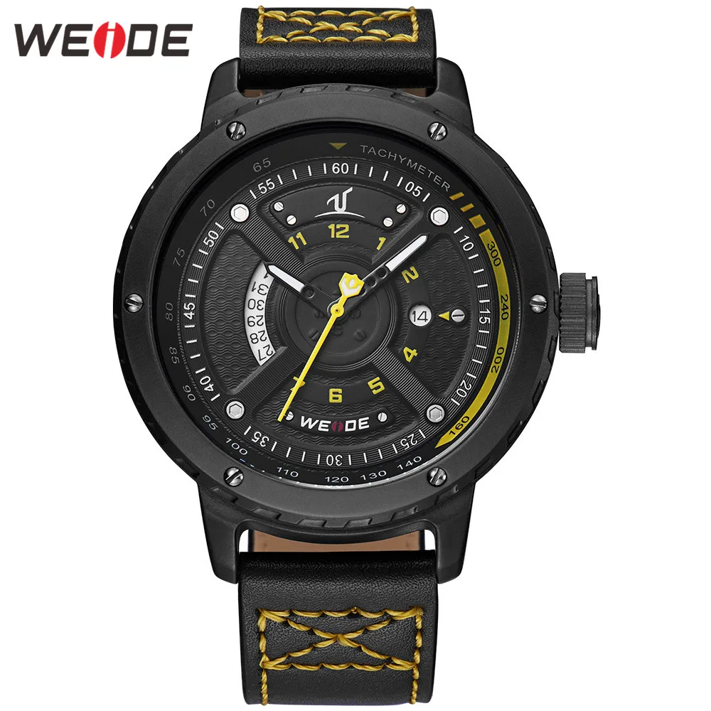 Часы WEIDE мужские повседневные из натуральной кожи кварцевые спортивные