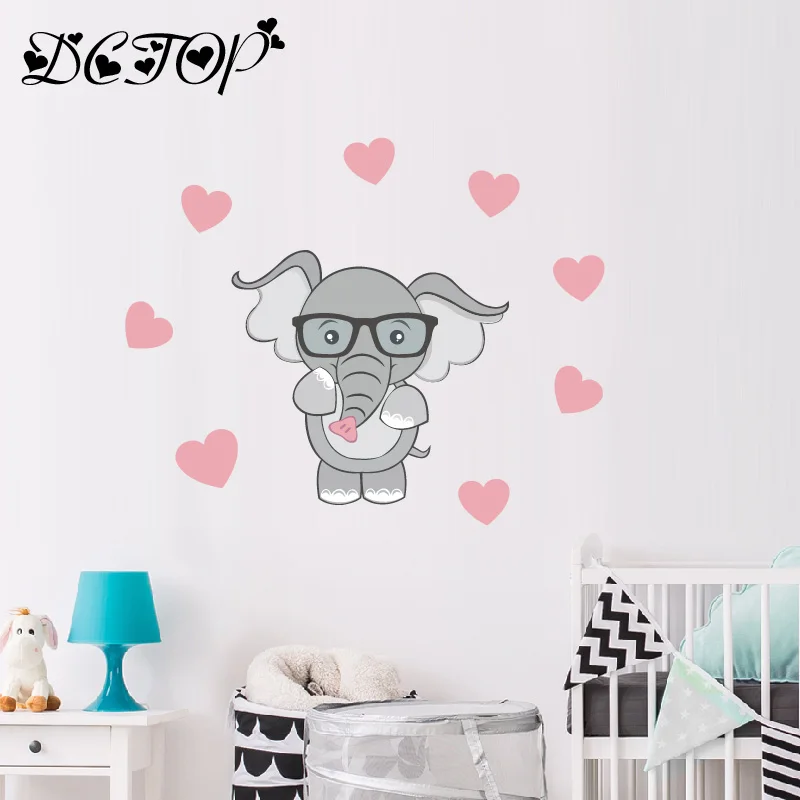 Cute Cartoon Nursery Elephant and Rabbit Wall Decals DIY Stars Stickers For Kids Baby Room Home Decortion Funny Art Vinyls Mural (3)