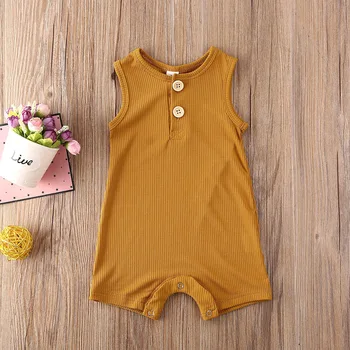 

Pudcoco Newborn Baby Boy Girl Clothes Solid Color Sleeveless Knitted Cotton Romper Jumpsuit One-Piece Outfit Sunsuit Clothes