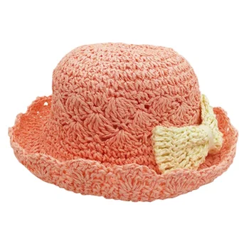 

Bow Straw Hats Baby Girls Hats For Children Sun Summer Cap Kids Solid Beach Caps 5 Colors
