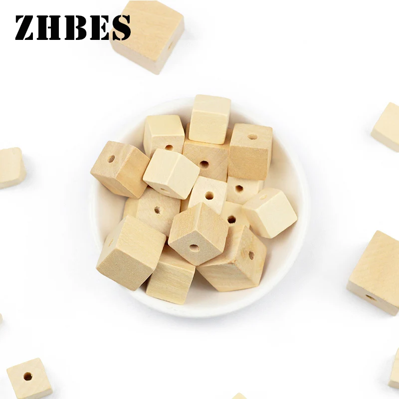 Nature Wooden Square Beads Wood Color Cube Unfinished Geometric Spacers Loose For Jewelry Making Bracelet DIY Findings | Украшения и