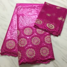 Чудесный узор от солнца с солнечными камнями 5 ярдов Базен Riche и 2 ярдов чистая кружевная ткань PB58 африканская восковая кружевная ткань