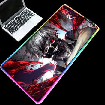 

Tokyo Ghoul Anime Mouse Pads Gaming RGB Glowing XXL/XL/L Rubber Base Softy Durable Waterproof Desk Pad for Gamer Playing mat