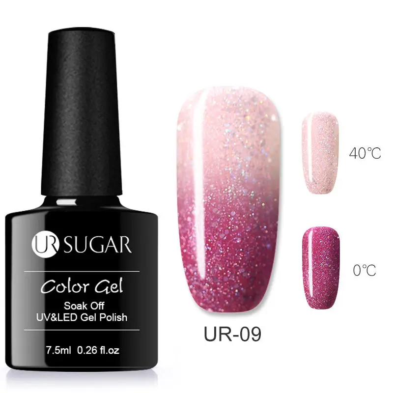 Ur Sugar 7,5 мл термальный лак для ногтей меняющий цвет голографический блеск лак для Ногтей Стойкий лак - Цвет: Темно-желтый