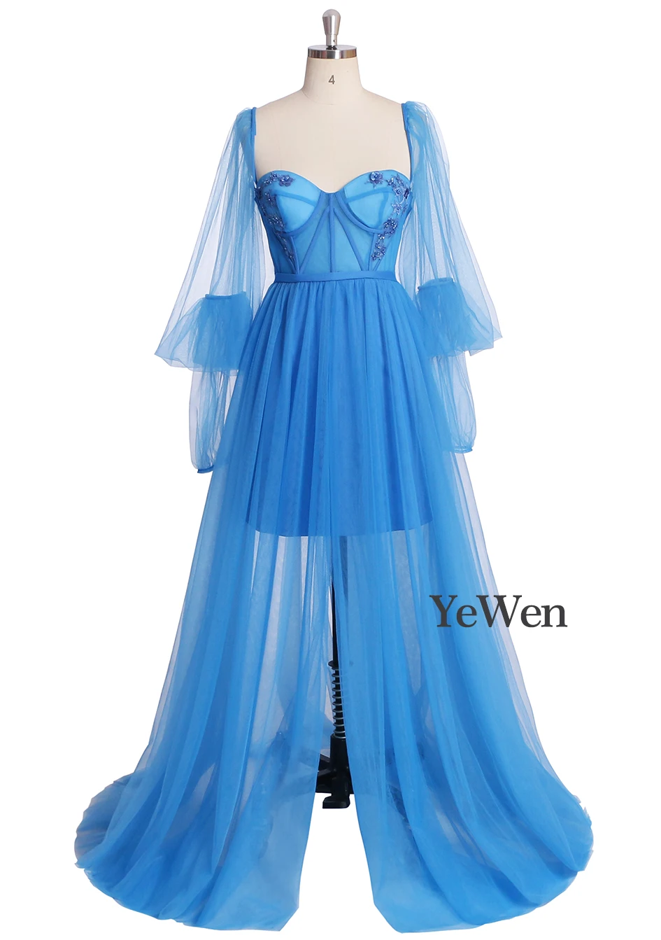 Сексуальное вечернее платье, Тюлевое вечернее платье с длинным рукавом, элегантное вечернее платье для выпускного вечера, вечерние платья Королевского синего цвета для особых случаев