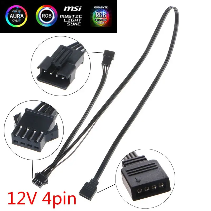 

12V 4Pin RGB Connector Cable Extension Cord for Giga/Microstar/A-sus Motherboard