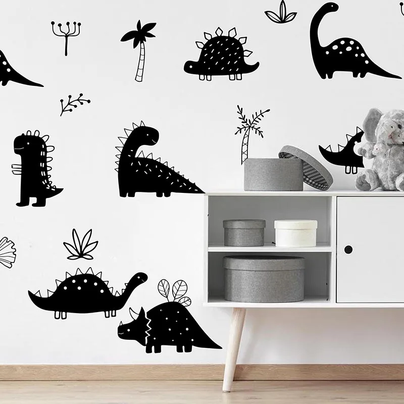 Cartoon Dinosaur Tree Wall Sticker Nursery Kids Room Cute Jurassic Park Dino Forest Wall Decal Bedroom Vinyl Decor (3)
