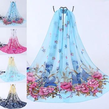 

High Quality Women Fashion Scarves Long Sunscreen Soft Wrap Scarf Lady Lightweight Print Floral Pattern Shawl Scraf G66