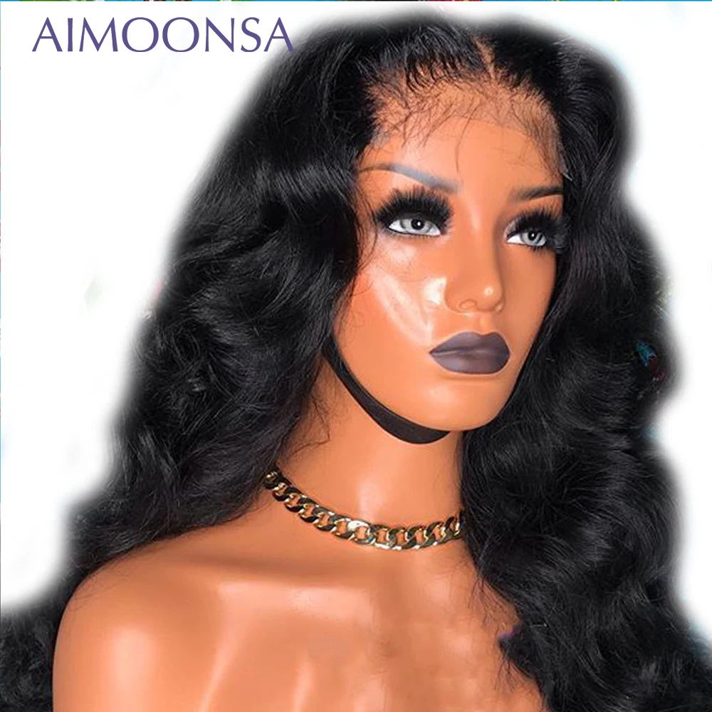 

180 Density Transparent Frontal 360 Lace Wig Ponytail Human Hair Brazilian Body Wave Bleached Knots Remy Hair Aimoonsa