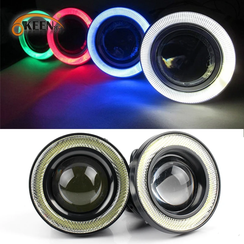 2pcs 12V Universal COB LED DRL Driving Lights White Blue Pink Yellow Green Red Angel Eyes Fog Lamp 2.5\ 2pcs 12V Universal COB LED DRL Driving Lights White Blue Pink Yellow Green Red Angel Eyes Fog Lamp 2.5\