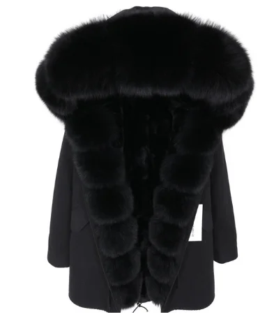 Зимняя модная женская одежда из лисьего меха с большим меховым воротником, пальто из натурального меха, съемная подкладка из кроличьего меха, модная длинная парка, теплая куртка - Цвет: 3
