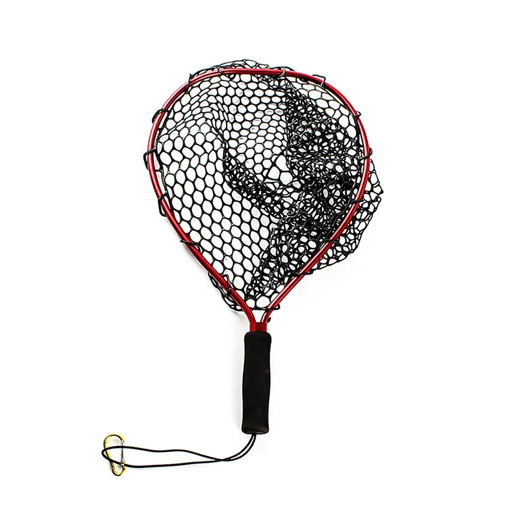 Blue Red Black Orange Four-Color Aluminum Alloy Dip Net Anti-Hanging Rubber Sea Fishing Hand Copy Net - Цвет: red2