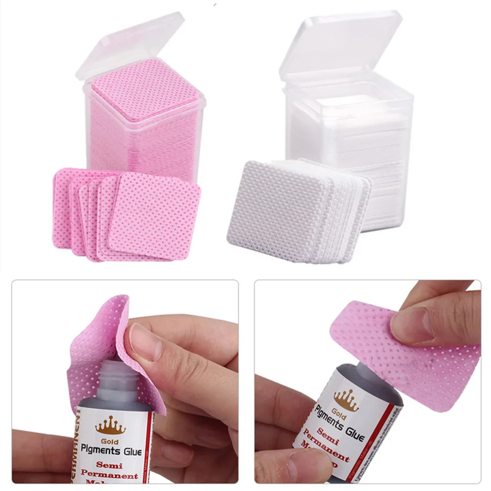 200pcs Lint-Free Paper Cotton Clean Cotton White/Pink Sheet Nails Art Cleaner Pads Wipes Eyelash Glue Remover Wipe Manicure Tool