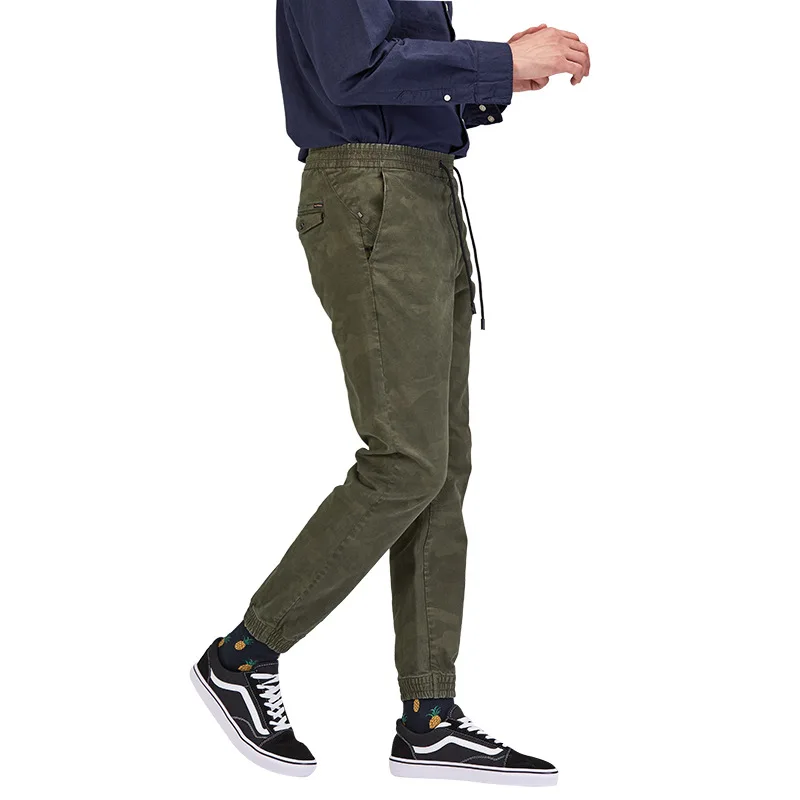 18 осенние и зимние мужские повседневные штаны с эластичной резинкой на талии и завязками, мужские камуфляжные брюки в европейском и американском стиле