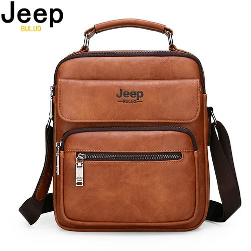 고품질 JEEP-BULUO 브랜드 남자 분할 가죽 크로스 바디 메신저 가방 소개 추천