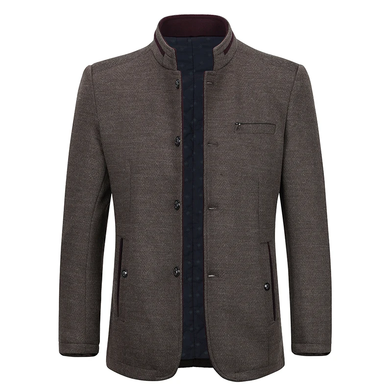 Khaki YOUTHUP зимние Для Мужчин's Шерстяное пальто Однобортный Slim Fit Модные пальто Для мужчин s Уличная Повседневное 4 цвета M-3XL - Цвет: Khaki