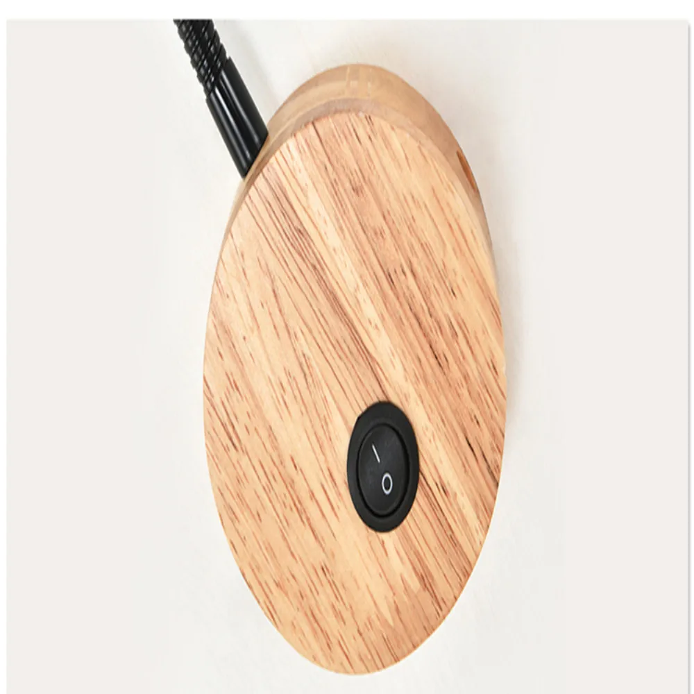 Knob Switch Wall Lamps Modern Wood LED Bath Light AC90-260V Bedroom Bedside Reading Light Direction Adjustable Indoor Lighting