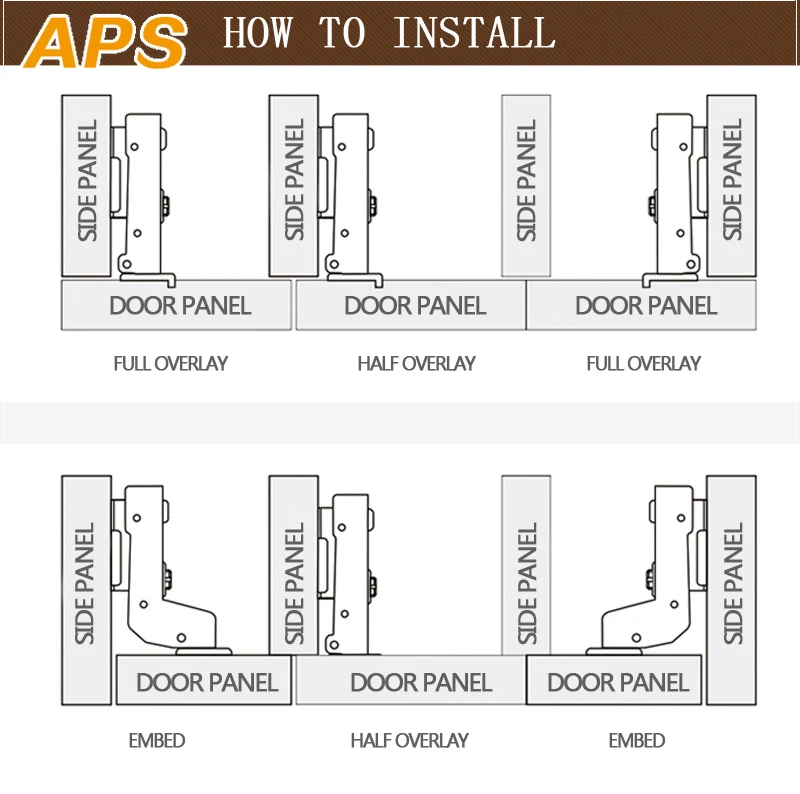 1Pc Cabinet Hinge Stainless Steel Cupboard Door Hinges Wardrobe Damper Closer Kitchen Furniture Full-Overlay Half Overlay Embed