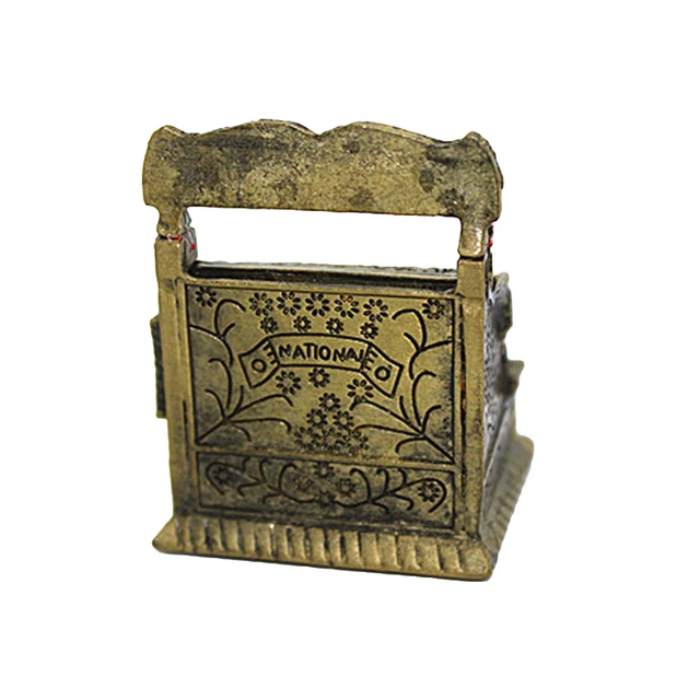 Vintage Miniature Carving Cash Register Open Draw Collection for Doll Home Decoration 1/12 Dollhouse Furniture Accessories 4