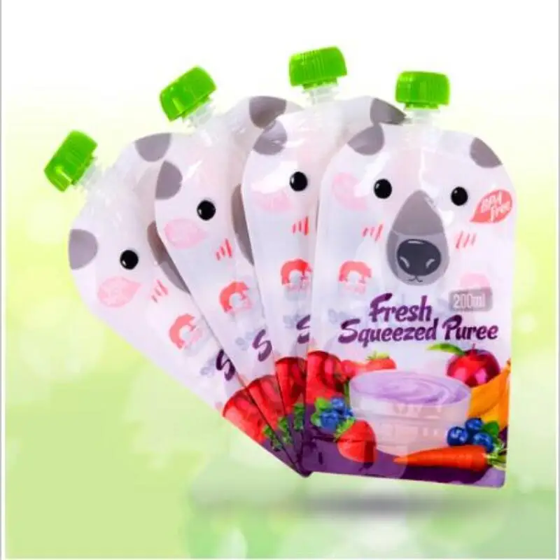 4 PC Food Storage 2 4 шт./упак. мультфильм 200 мл/250 мл Детская сумка для хранения грудное молоко; Сумка Многоразовые Детские Еда чехол младенческой двойная молния головные уборы сумки - Цвет: 4 PC Food Storage 2