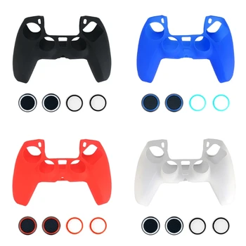 

Silicone Case Game handle setSkin Protective Cover Joystick Thumb Stick Grips Anti-Slip Cap for S-ony PlayStation PS5 Controller