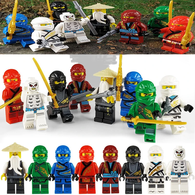 

8pcs/lot NinjagoING Blocks Jay Nya Cole Lloyd Zane Pythor Building Block Toys Mini Action Figures Kids Gifts