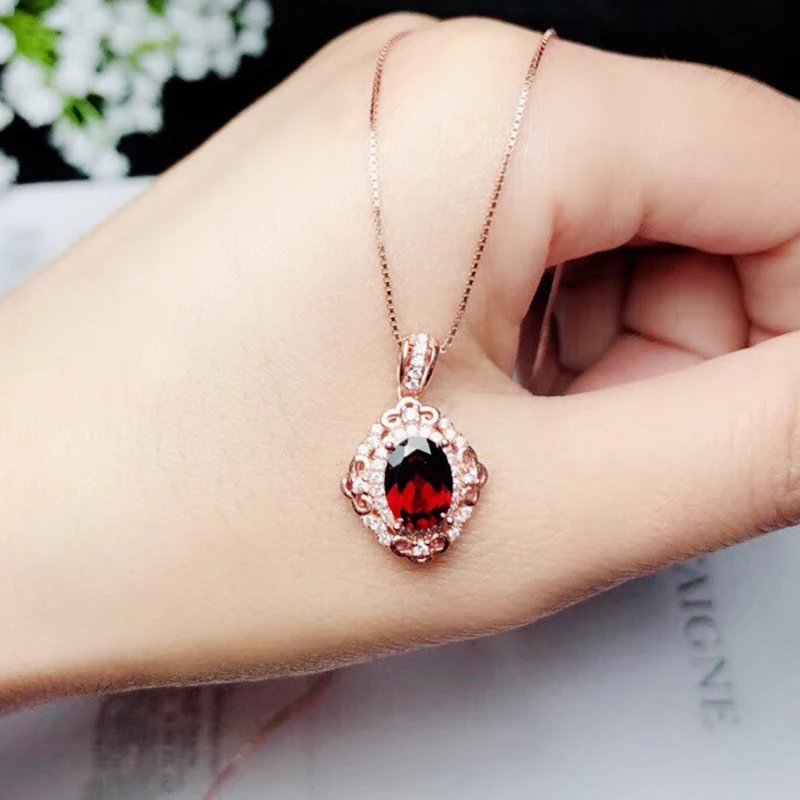 Подвеска из серебра 925 пробы с гранатом|Подвески| |