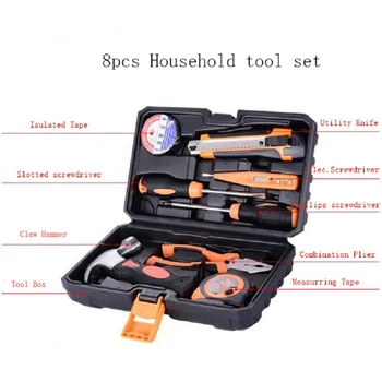 

8pcs Electrician Repair Tool Set Multifunctional Tool Carpentry Repair Combination Manual Toolbox Set Home Hardware Hammer Plier