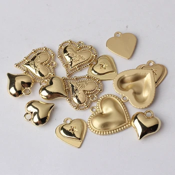 

10pcs/lot Zinc Alloy Matte Golden Heart Charms Pendant For DIY Fashion Jewelry Making Finding Accessories