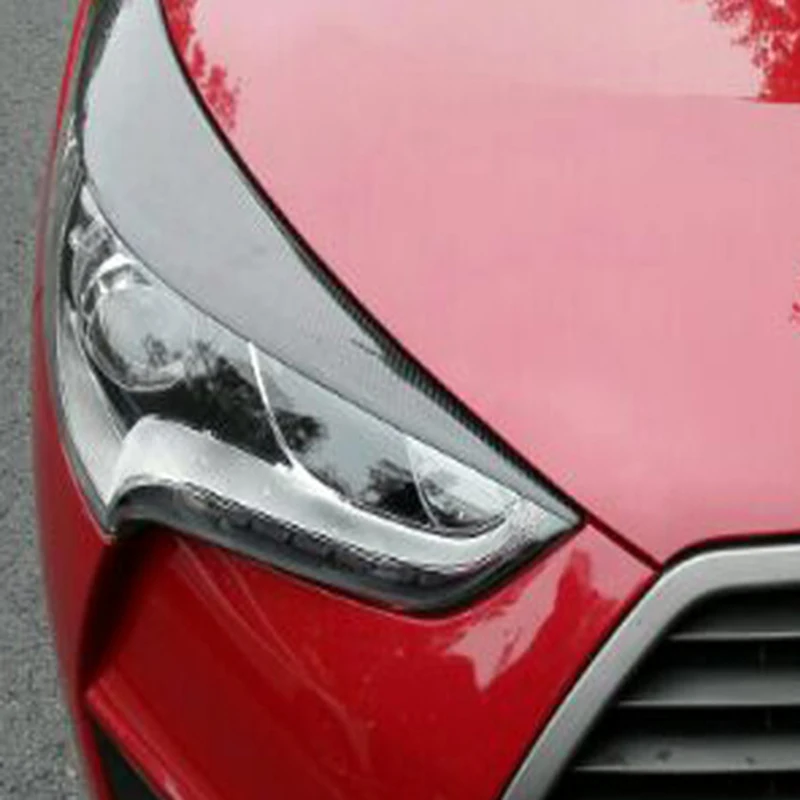2 шт. карбоновое покрытие для фар автомобиля брови Крышка для головы автомобиля наклейка Рамка протектор для Hyundai Veloster 2011