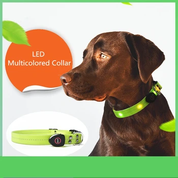 

LED Multicolored Glow Dog Collar Traction Rechargeable Lithium Battery Pet Supplies Pet Night Travel Pet Waterproof Wear For Dog