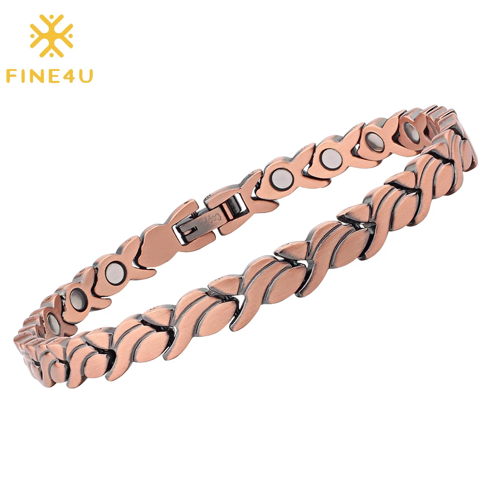 Fine4u B380 Red Pure Copper Bracelet For Women Pain Relief For