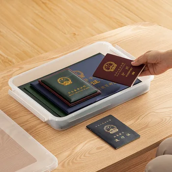 

Household Documents Storage Box Put Important File of the Multilayer Plastic Transparent Box A4 Paper Certificate Desktop Storag