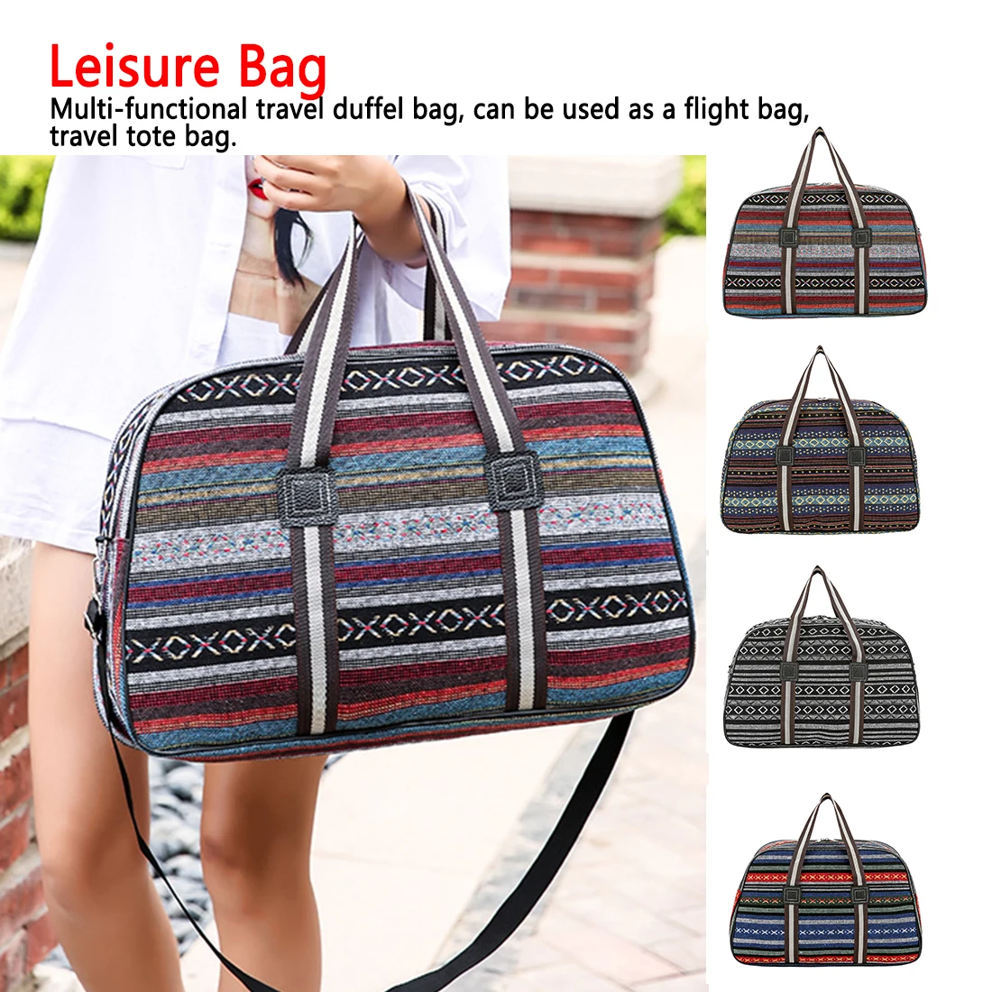 

Folded Color Stripe Ladies Short Distance Travel Duffel Bag 2019 Fashion New Large Capacity Canvas Light Men Women Storage Bag
