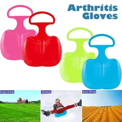 Tabla de esquí al aire libre de invierno para niños, trineo de césped al aire libre, tablas de plástico, deslizador de arena, Luge de nieve, esquís ligeros portátiles para niños, 2 piezas