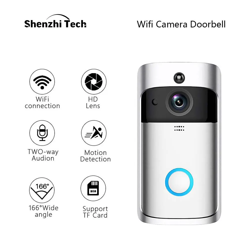 

Smart WIFI Doorbell IP Camera Doorbell Motion Detection Night Vision Two-way Audio Home Security Camera Doorbell 2 batteries