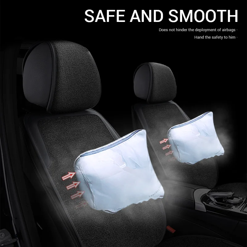 Breathable Flax Car Seat Cover Set for Universal Vehicles