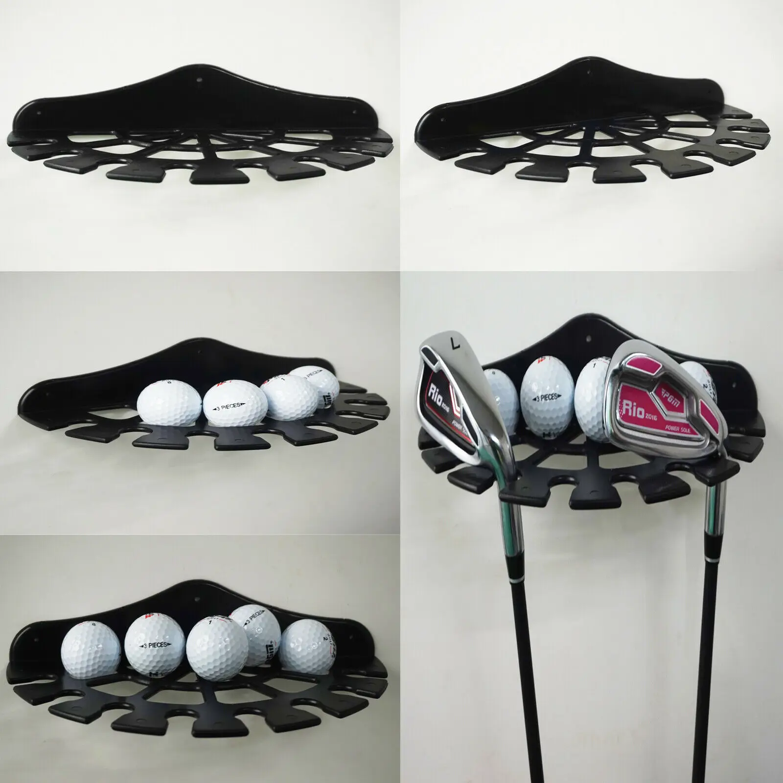 

Golf Club Putter & Ball Display Rack Organizers Shelf Wall Mounted Cases Bracket