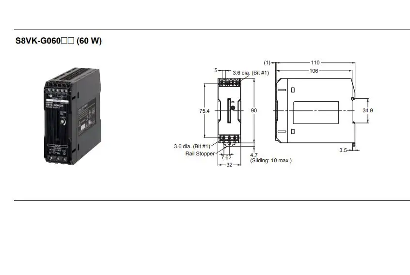 OMRON S8VK-G06024 аутентичный импульсный источник питания 60 Вт 24VDC 2.5A