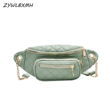 

ZYWLBXMH Multi-pocket Waist Packs Waterproof PU Leather Waist Bag Solid Color Belt Bag Zipper Fanny Pack Women's Chest Bag