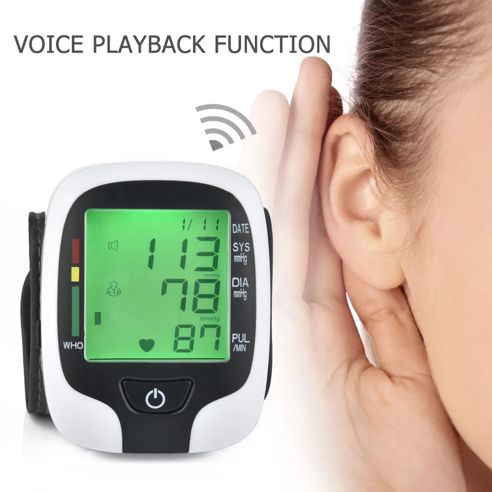 Wrist Blood Pressure Monitor Portable BP Heart Rate Meter Sadoun.com