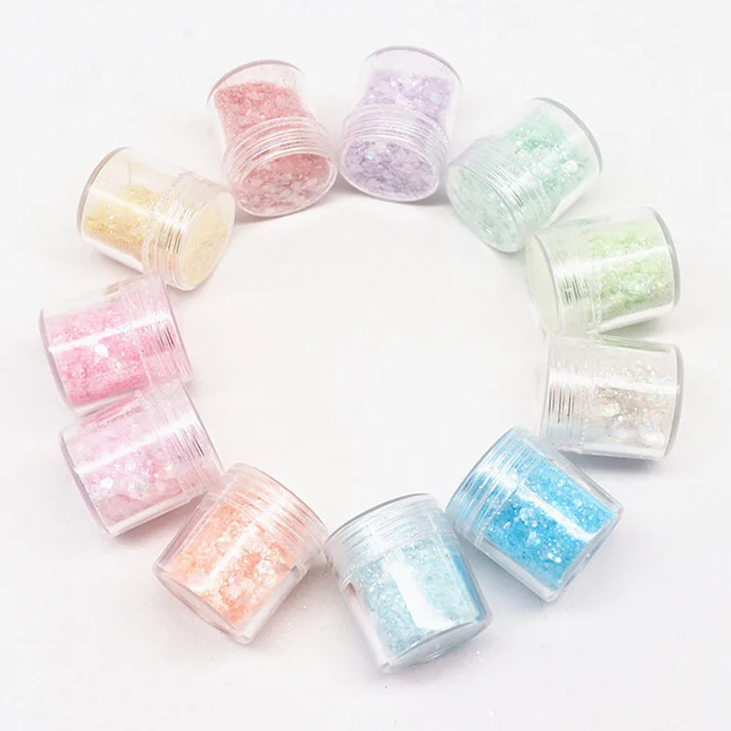 Nail Art Decor Sequin Flakes Powder Glitter Holographic Chunky Sequins Loose For Nail Art 10ml Pink Series