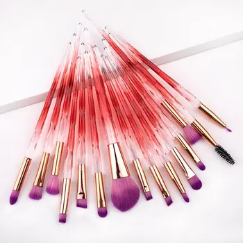 

15 Universal Professional Makeup Brushes With Long Handle Diamond Eye Brush Set Makeup Tool Gradient Brush Handle