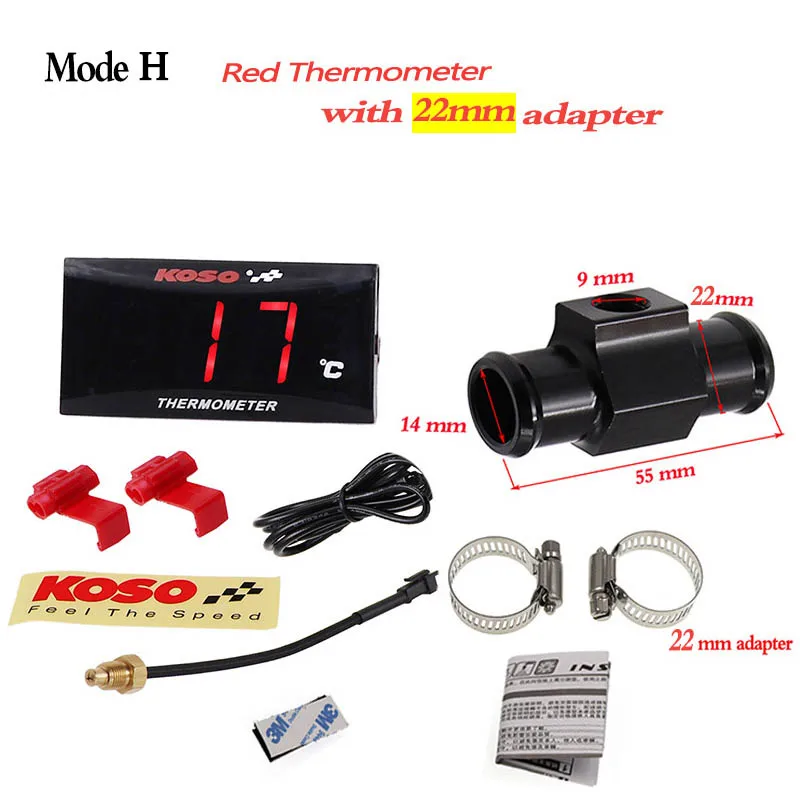 BLUE+18mm Sensor Adapter Universal Fits Motorcycle Thermometer Instruments Water Temperature Digital Display Plus Meter Gauge Sensor Adapter 